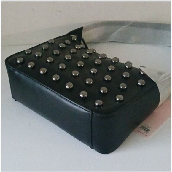 BCBGENERATION Novel Studded Shoulder Hobo HandBag Fx. Leather Black - Picture 9 of 12